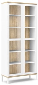 Vitrină albă-în culoare naturală cu aspect de lemn de stejar 89x203x36 cm Roomers – Tvilum
