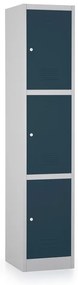 Dulap metalic - 3 cutii, 38 x 45 x 185 cm, broasca cilindrica, antracit - ral 7016