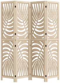 HOMCOM Paravan interior din lemn 4 panouri 160 x 170 cm, pliabil și portabil, model frunză, design detașabil, lemn natural | Aosom Romania