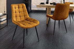 Set de 4 scaune ROADSTAR catifea galben mustar