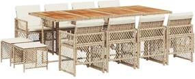 vidaXL Set mobilier de grădină cu perne, 13 piese, bej, poliratan