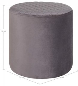 Taburet / Puf gri din catifea 34 cm Ejby House Nordic