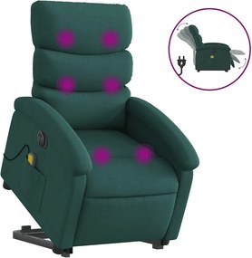 vidaXL Fotoliu electric masaj rabatabil / ridicare verde închis textil