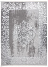 Covor modern de culoare gri cu model oriental de culoare albă Lăţime: 160 cm | Lungime: 230 cm