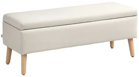 HOMCOM Banc de depozitare acoperit aspect in pentru dormitor, intrare, sufragerie, capacitate 220 kg, 110 x 39 x 45 cm, bej | Aosom Romania