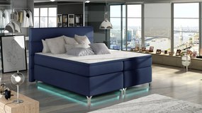 Pat tapitat boxspring, cu spatiu pentru depozitare, echipat cu LED, 160X200 cm, Amadeo, Eltap (Culoare: Albastru)