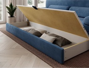 Canapea albastră extensibilă/cu spațiu de depozitare cu tapițerie din catifea reiată 236 cm Elioss – ELTAP