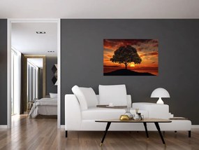 Tablou cu pomi și apus de soare (90x60 cm)