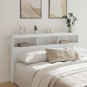 vidaXL Tăblie cu dulap și LED, alb, 180x17x102 cm