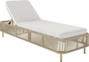 Outsunny Șezlong din ratan, șezlong outdoor din PE-Rattan reglabil în 5 poziții cu pernă, șezlong de grădină | Aosom Romania