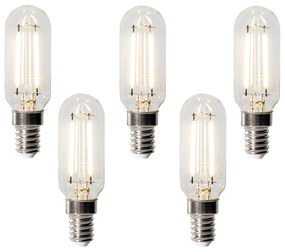 Set van 5 E14 dimbare LED lampen T26 koelkast 2W 200 lm 2700K