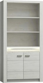 Vitrina INFINITY I-05, frasin alb, PAL melaminat, 96x42x192 cm