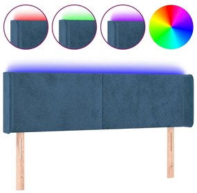 Tablie de pat cu LED, albastru inchis, 147x16x78 88 cm, catifea 1, Albastru inchis, 147 x 16 x 78 88 cm