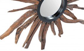 Oglinda soare cu rama din lemn maro ROMANTEAKA, 90 x 8 x 90 cm
