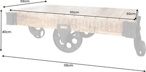 Masuta industrial style din lemn cu roti din metal Railway A-36788 VC