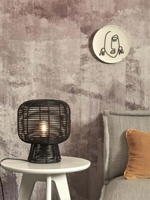 Veioza eco din bambus cu ratan Tanami h.30cm, black