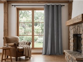 Draperie opaca DREAM VELVET 140x250 cm, gri inchis Agatat: Inele metalice