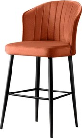 Set 2 scaune bar RUBI, rosu/negru, stofa catifelata/metal, 52x42x97 cm