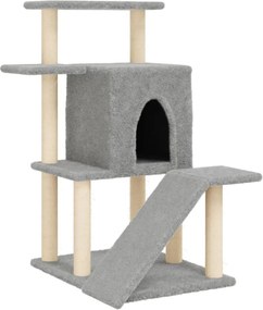 vidaXL Ansamblu pisici, stâlpi din funie sisal, gri deschis, 97 cm