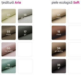 colţar în formă de U, piele ecologică albă/material textil maro, model dreapta, KAMELIA