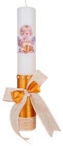 Lumanare botez decorata Ingeras Pazitor 5,5 cm, 30 cm
