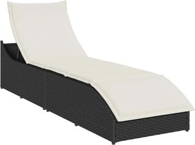 vidaXL Șezlong pliabil cu pernă și depozitare din polirattan negru