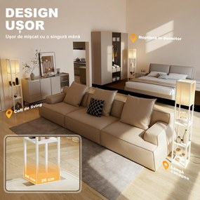 HOMCOM Lampă de Podea LED cu Rafturi, Lampă Modernă cu Comutator cu Pedală și Porturi USB, Temperatură de Culoare Reglabilă pentru Living și Dormitor, Alb | Aosom Romania