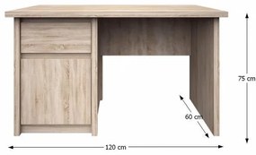 Birou cu usa si sertar ,stejar sonoma ,120 cm