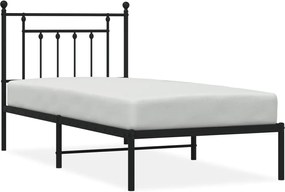vidaXL Cadru de pat metalic cu tăblie, negru, 90x190 cm