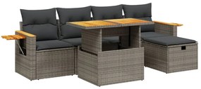 3276140 vidaXL Set mobilier grădină cu perne, 6 piese, gri, poliratan