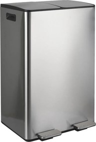Coș de gunoi argintiu mat pentru reciclare/cu pedală 2x30 l din oțel Aliya – Spirella