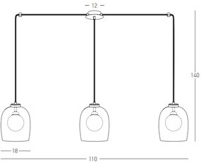 Lustră pe cablu 3xG9/5W/230V negru Zambelis 22146