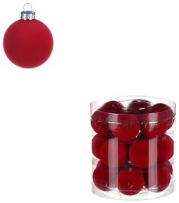 Globuri de Crăciun catifelate, plastic, roșu, 18  buc.