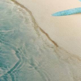 Tablou - Stea de mare pe plajă (cu ceas) (90x30 cm)
