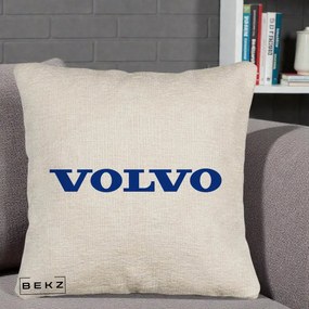 Perna Personalizata cu emblema Volvo, 40x40 cm, Bej Canapea, Husa Detasabila, Perna Inclusa, BEKZ®