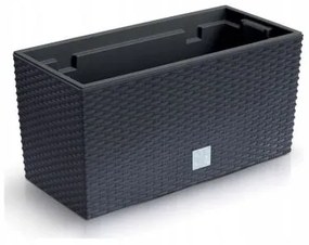 Jardiniera decorativa, imitatie ratan, antracit, 39.5x18.5x19.5 cm, Rato Case