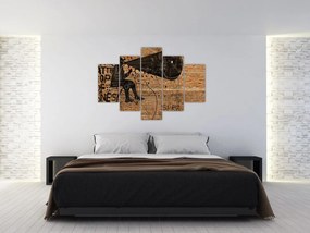 Tablou - Barbat cu biciclete stil Bansky (150x105 cm)