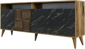 Comoda Milan, nuc/negru, PAL melaminat/plastic, 180x35x79 cm