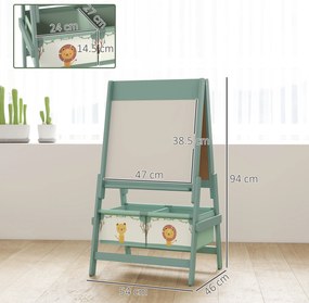 AIYAPLAY Tablă de desen pentru copii 3 în 1 cu rolă de hârtie și 2 coșuri de depozitare Verde | Aosom Romania