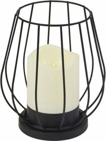 Suport metalic pentru lumânare, lumânare LED, alb cald, negr