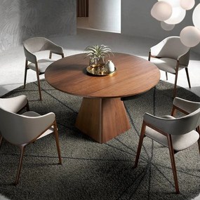 Masa extensibila eleganta design LUX Walnut Veneered 80-140x140cm