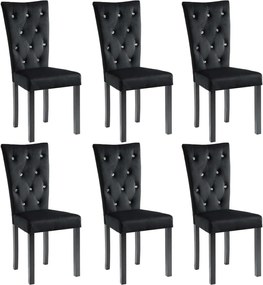 vidaXL Scaune de sufragerie, 6 buc, negru, catifea