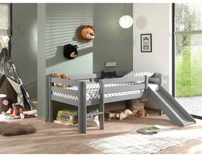 Pat înalt cu tobogan pentru copii gri 90 x 200 cm Pino - Vipack