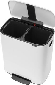 Cos de gunoi Brabantia Bo Pedal 1003188, 2x30 L, Inchidere lina, Baza antiderapanta, Alb