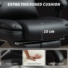 HOMCOM Scaun de Birou din Piele PU cu Suport pentru Picioare, Tetieră și Suport Lombar | Aosom Romania