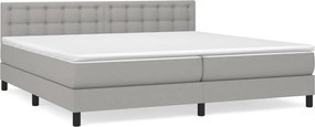 vidaXL Pat box spring cu saltea, gri deschis, 200x200 cm, textil