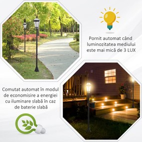 Outsunny Set 2 Lampi Solare de Gradina, Lumini de Exterior Solare cu 2 LED, Aprindere Automata si Durata 6 Ore, Negru | Aosom Romania