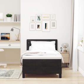 vidaXL Pat box spring cu saltea &amp; LED, negru, 100x200 cm catifea