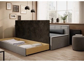 Canapea gri extensibilă/cu spațiu de depozitare cu tapițerie din chenille 214 cm Fulgeo – ELTAP