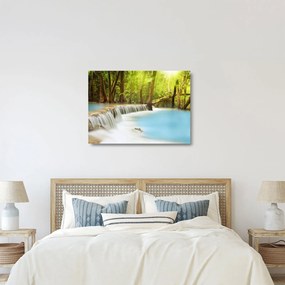 Tablou pe sticlă cu cascada Huai Mae Kamin în pădure (70x50 cm)